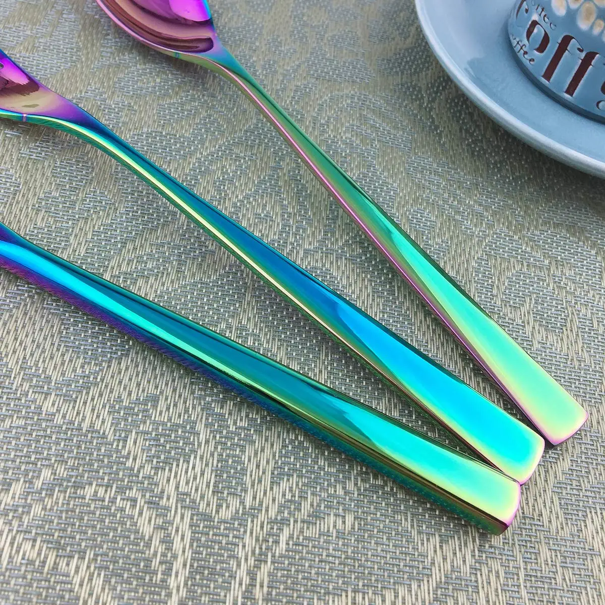 4/5/6Pcs Luxury Mirror Colorful Rainbow Cutlery Sets Stainless Steel Dinnerware Set Steak Knife Soup Salad Fork Silverware |