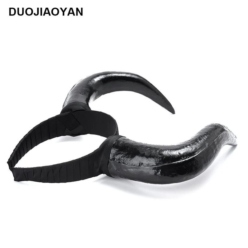 

DUOJIAOYAN 2020 Halloween Horn Headband Gothic Devil Headwear Costume Unisex Hairband Photo Props Cosplay Party Black Headdress