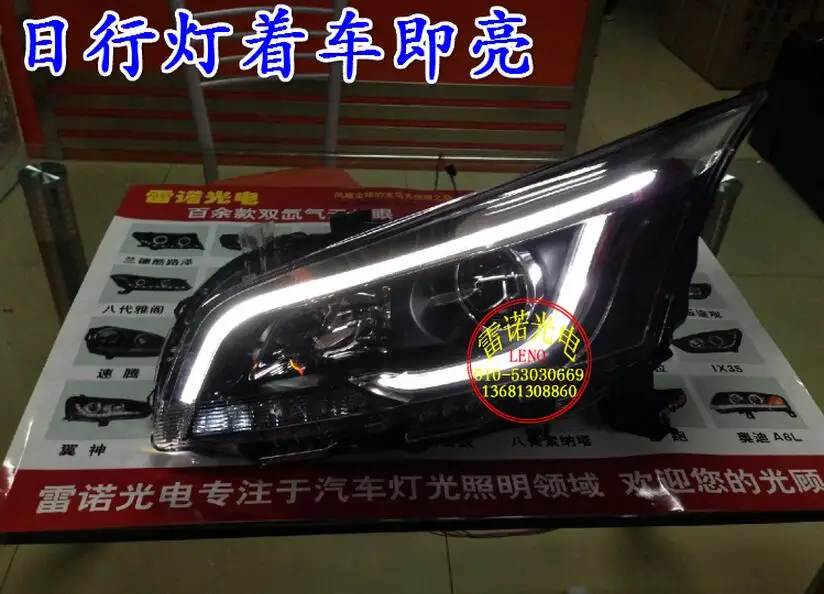 2pcs Bumper lamp for chevrolet Cruze Headlight 2016year DRL Bi Xenon Lens HI LO Parking HID Fog Lamp cruze Taillight