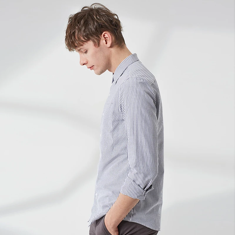 Мужская рубашка в полоску Markless Повседневная с длинным рукавом и буквенным