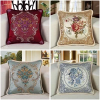 european style pillow cover sofa square cushion cover hold pillow case embroidered floral waist backrest pillow car pillowcase