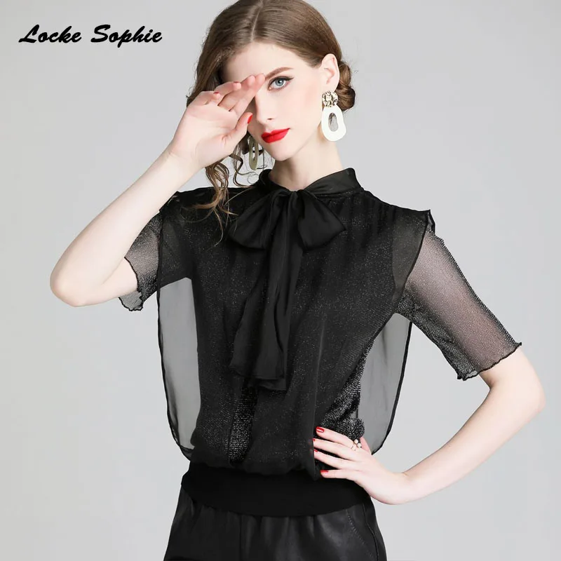 1 шт. женские блузки с бантом больших размеров топы 2020 Летние шифоновые яркой