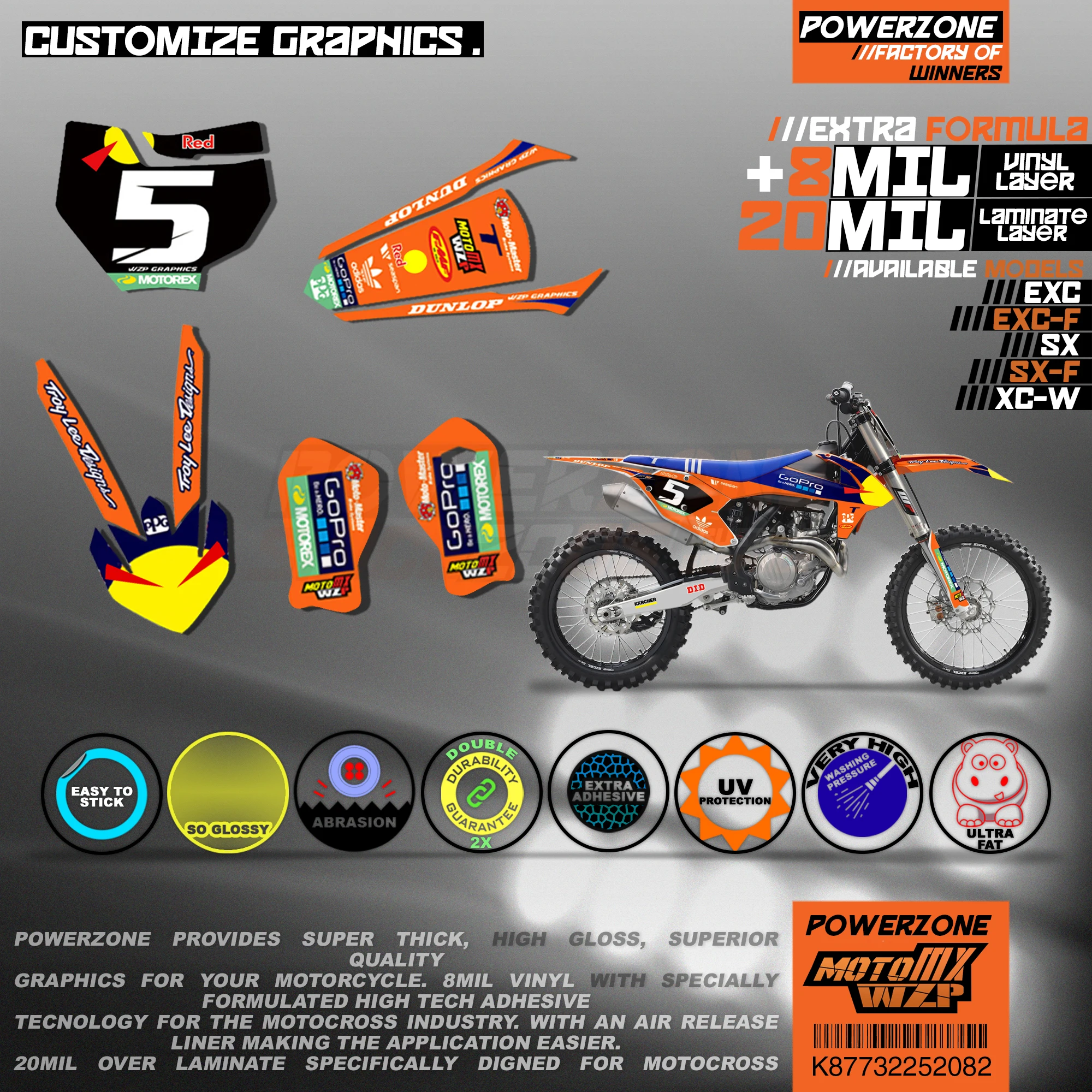Персонализированные графические фоны PowerZone Team наклейки 3M Набор наклеек для KTM SX SXF