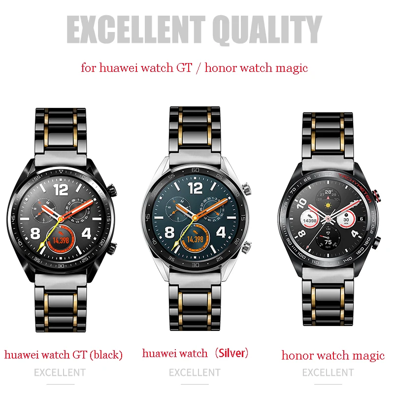22 мм керамический ремешок для huawei watch GT 2 для samsung gear S3 Frontier Galaxy Watch 46 мм Гладкий керамический сменный ремешок
