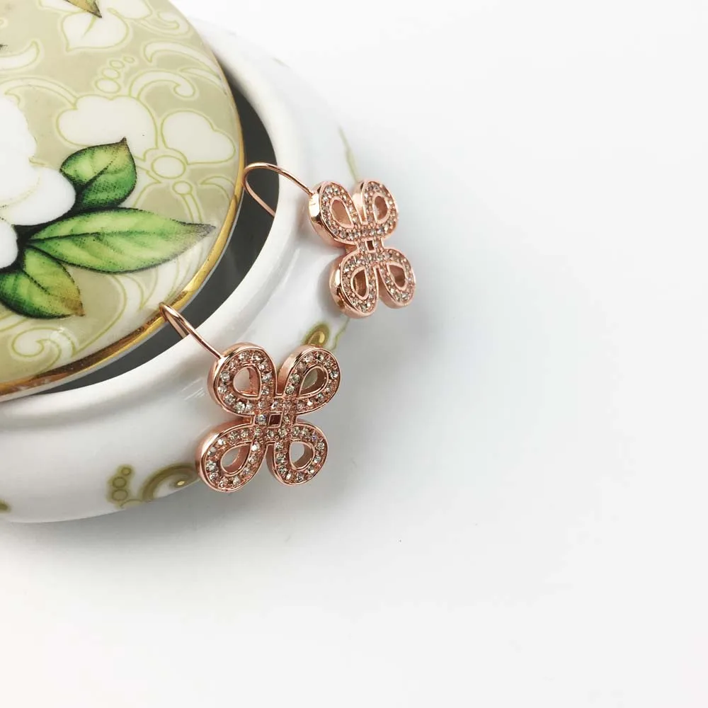 Розовый бант золотого цвета серьги-подвески с лебедем на шее 2018 новые модные