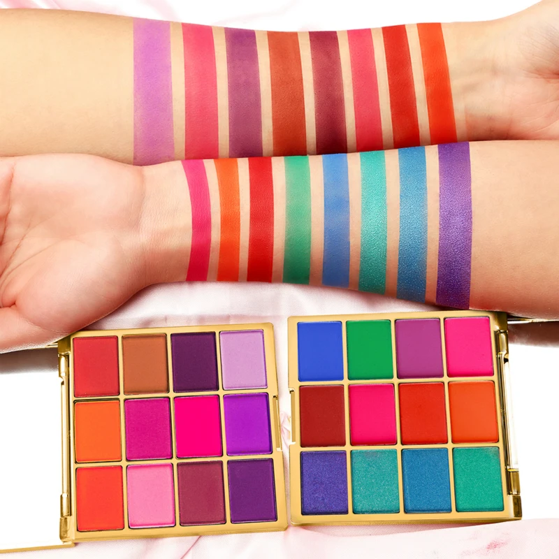 

Wholesale Beauty Cosmetics Quicksand 12 Color Eyeshadow Eye Shadow Palette Matte Shining Glitter shimmer Makeup Eyeshadow 24pcs