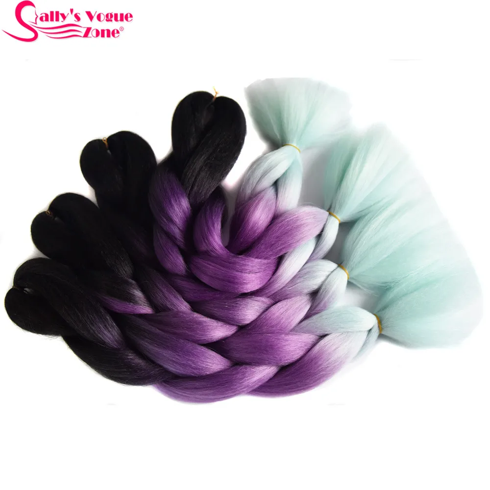 Sallyhair 24 дюймов Омбре плетение волос 2 тона черный цветной слон косички высокотемпературное волокно СИНТЕТИЧЕСКОЕ Наращивание волос - Цвет: #17