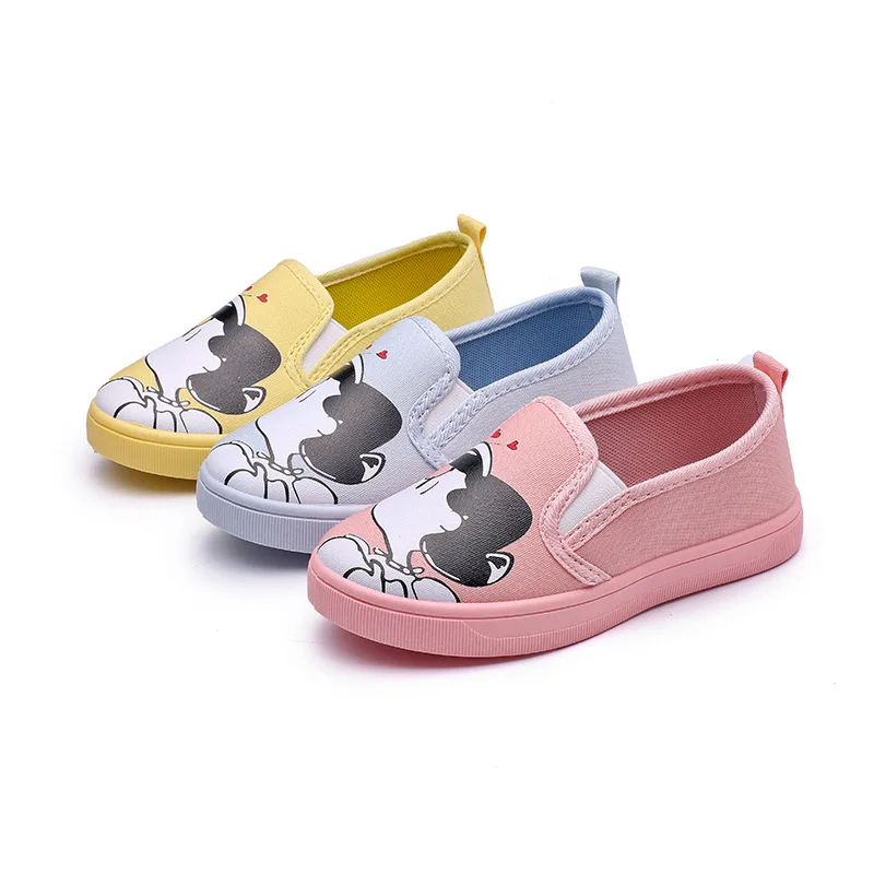 Симпатичная детская обувь холщовая для девочек модная удобная повседневная с