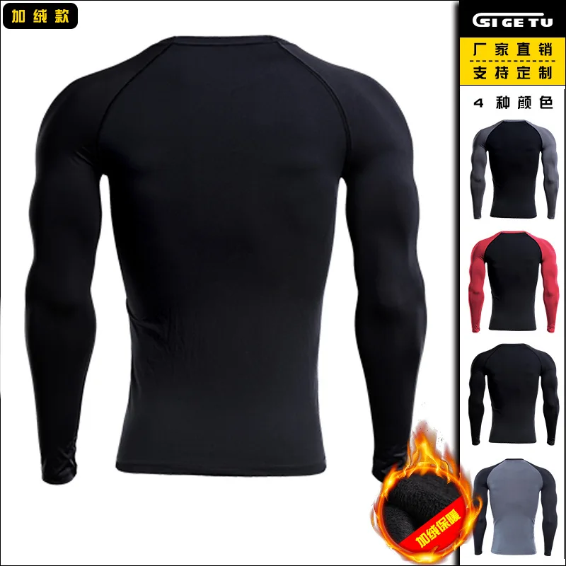 Winter Warm Rashgard Running Shirt Men T-shirt Long Sleeve Compression Shirts Gym Fitness Sport Shirt Men Jersey Sportswear