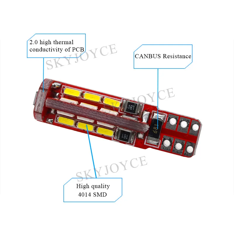 SKYJOYCE 50 ⑤ упак. Canbus T10 LED 27SMD W5W 4014 168 192 27LED без ошибок белый автомобильный Стайлинг