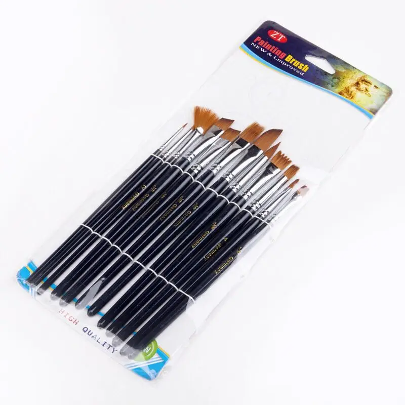 12 шт./лот Кисти художественные нейлон порошок нейлоновая щетка для волос воды