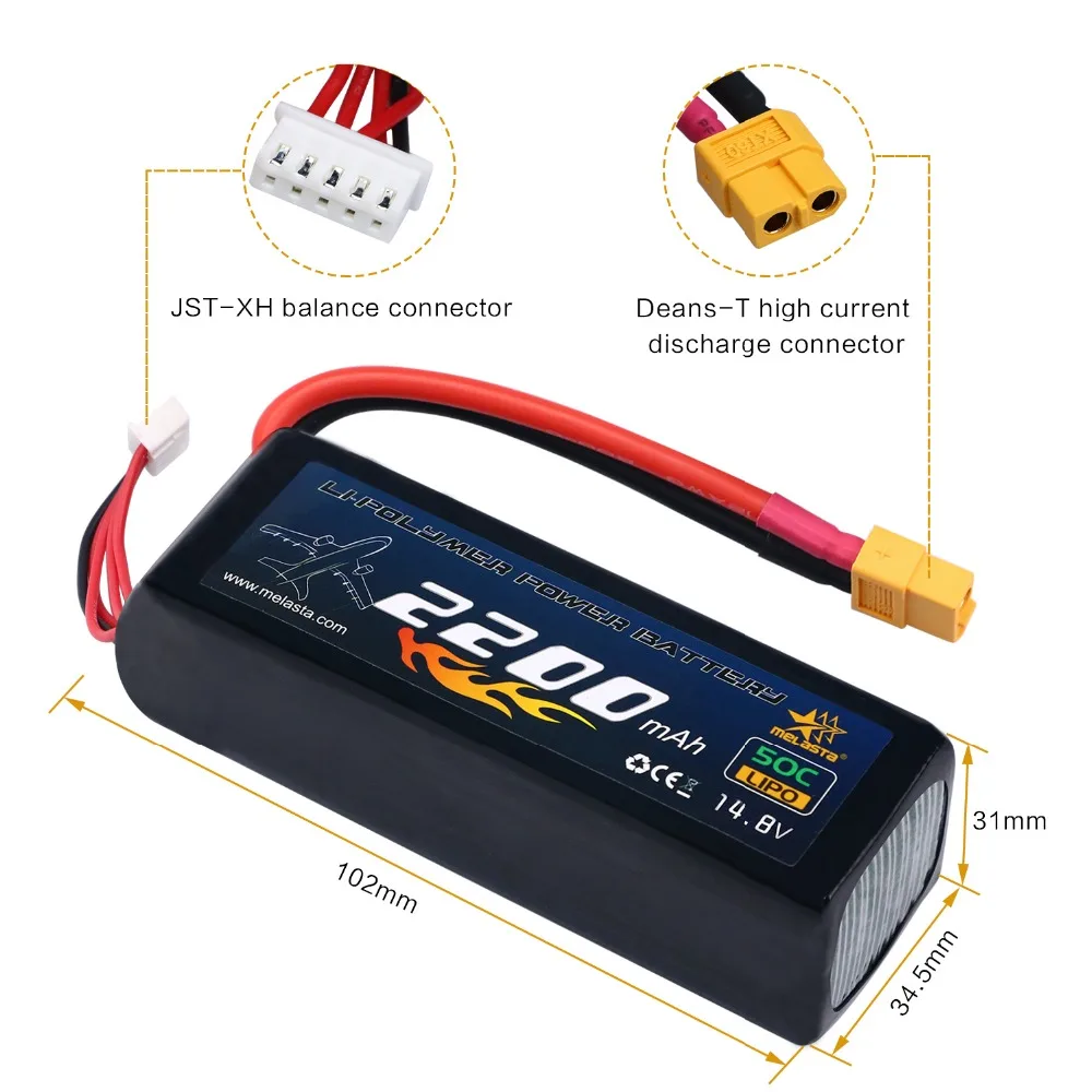Аккумулятор 14 8 в 2200 мАч 50C RC LiPo гоночный автомобиль с разъемом XT60 для