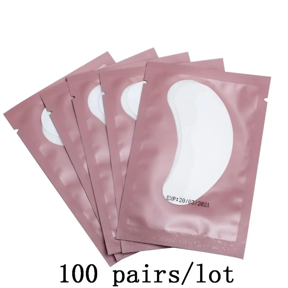 Pink 100 Накладки для ресниц, 25/50 пар, накладки для ресниц, гелевые накладки для прививки ресниц под глазами, накладки для наращивания ресниц, бумажные наклейки, инструменты - Цвет: Pink 100