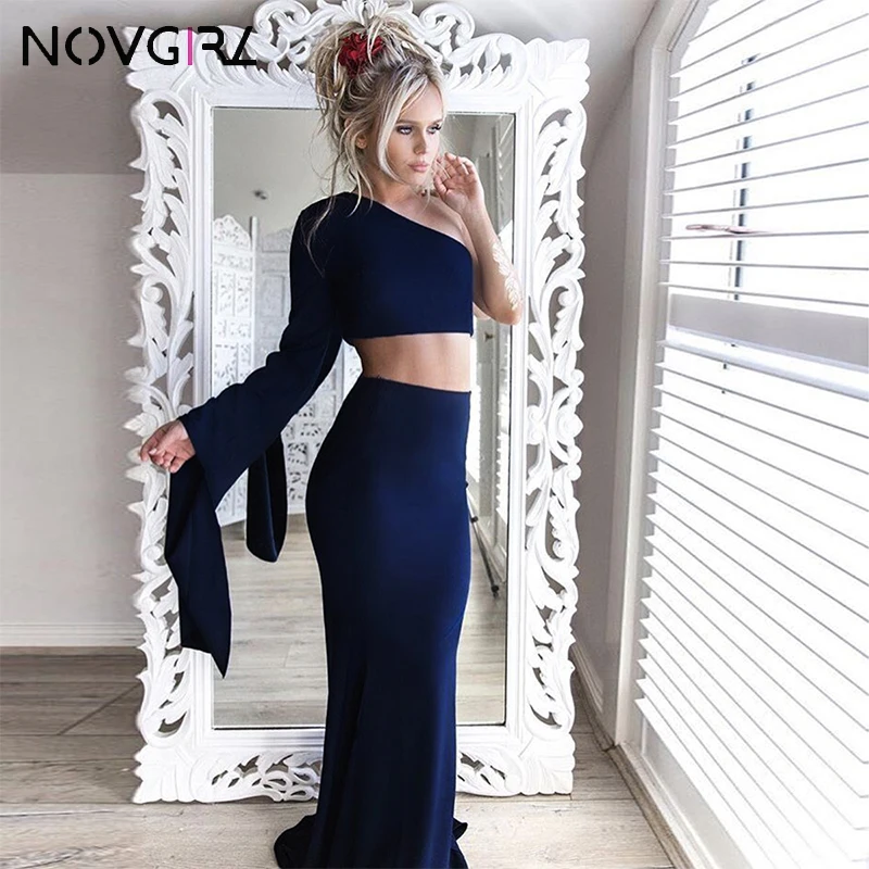 Novgirl одно платье с открытыми плечами длинное Элегантное облегающее длинным