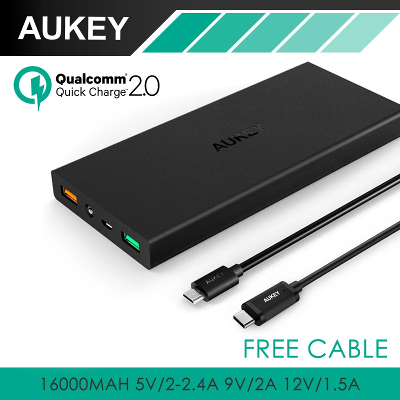 AUKEY Quick Charge 2 0 16000 мАч Мощность Bank USB Портативный внешний Батарея Быстрый Телефон