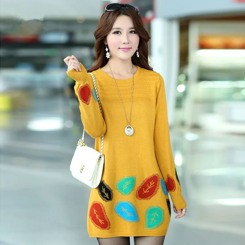 Платье свитер большого размера осеннее и зимнее 2019|Женские платья| |
