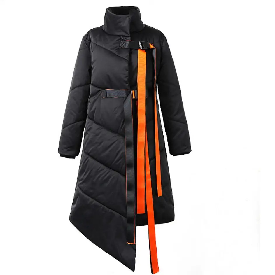 winter coat 2018 down personality thickening stand collar irregular jacket women black loose | Женская одежда