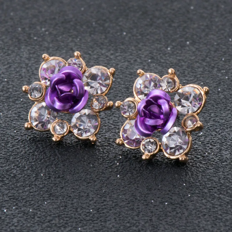 Женские серьги гвоздики с цветком из горного хрусталя высокого качества для