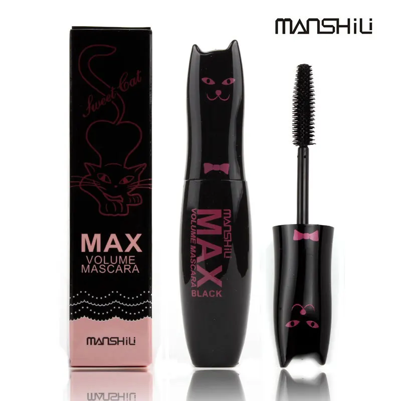 MANSHILI MAX Объем керлинг тушь для ресниц черный Кот/Macfee 4D шелковое волокно EyeLashe макияж водостойкая силиконовая кисть тушь для ресниц - Цвет: MANSHILI with box