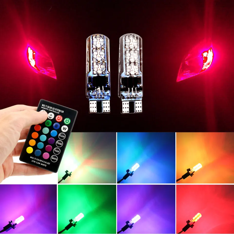 T10 RGB 5050 SMD цветной светильник силиконовый 6 194 168 W5W автомобильный для чтения