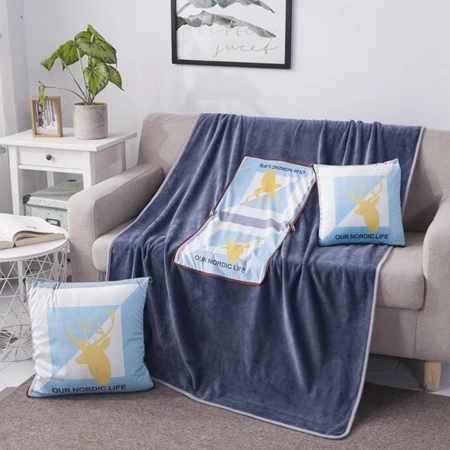 Cushion Blanket20 2 в 1 хлопок скандинавские Мультяшные олени складное лоскутное мягкое стеганое одеяло печатное квадратное домашнее офис автомобиль бросок диванная подушка под спину - Цвет: Cushion Blanket20