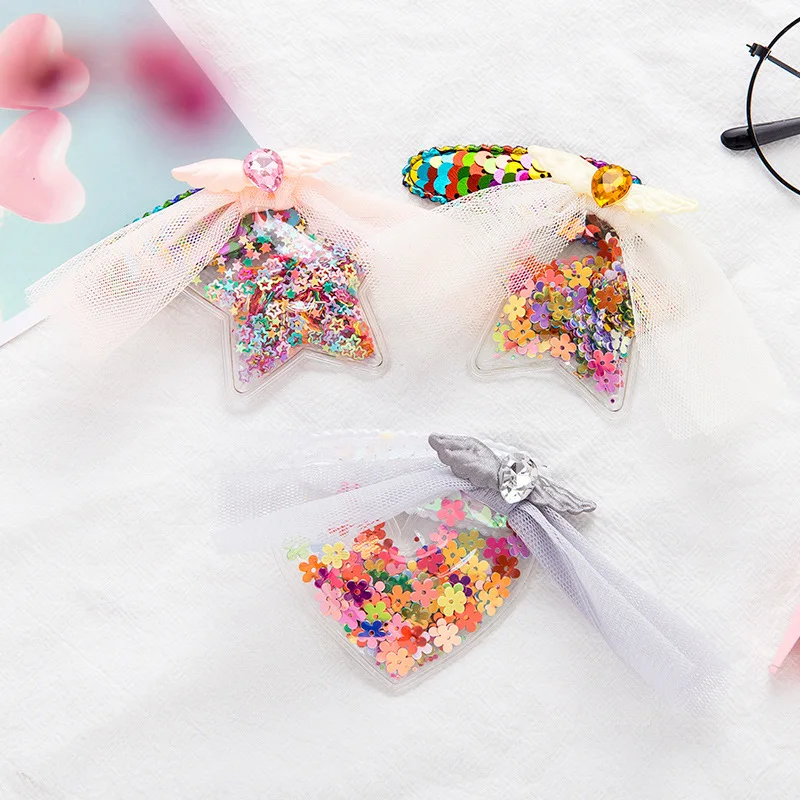 

New Children Headwear Colored sequins Love Star Elastic Hair Band Safety Hair Clips Colorful Cute Girls Kids Hair Accessories