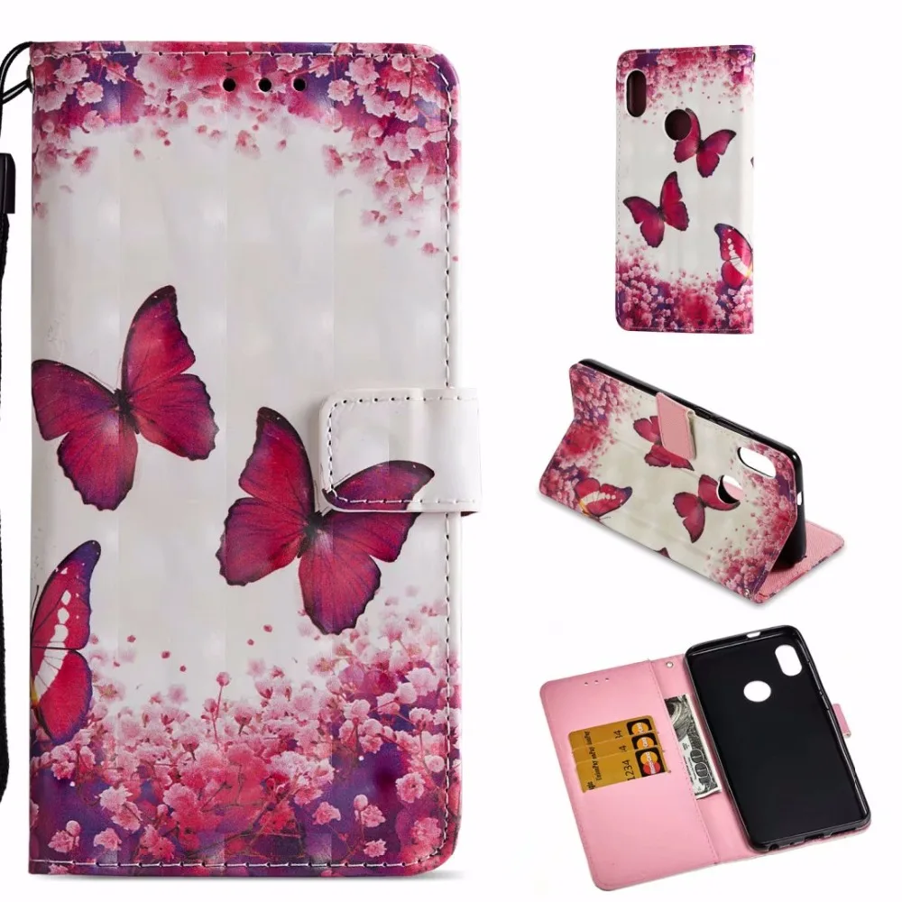 Abhoriz cover for xiaomi 6X Case with Card slots 3D painted patterns Leather phone case |