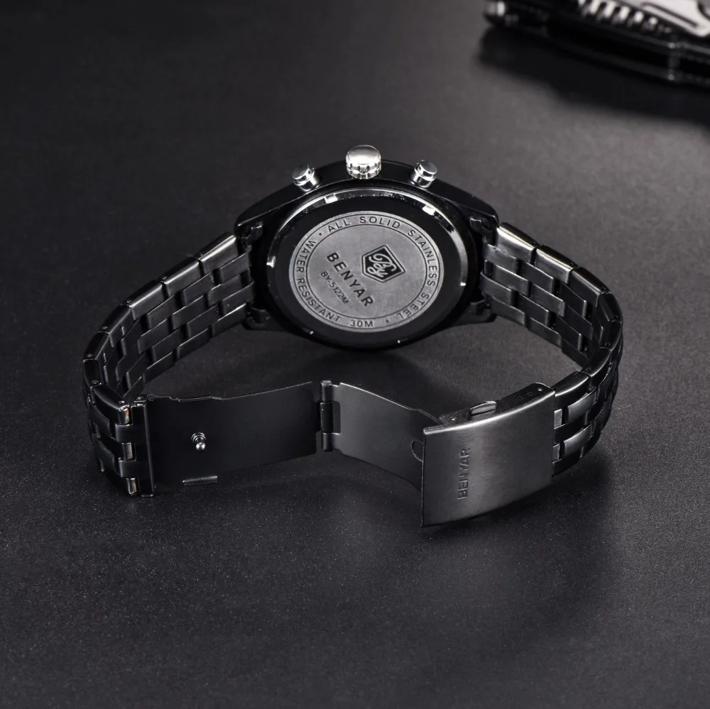 BENYAR Элитный бренд Для мужчин часы Водонепроницаемый кварцевый хронограф