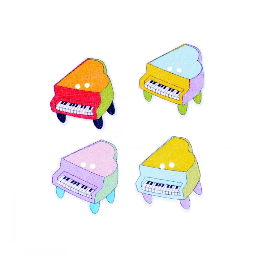 Бесплатная Доставка 100 Случайные смешанные прекрасные 2 отверстия Пианино дерево