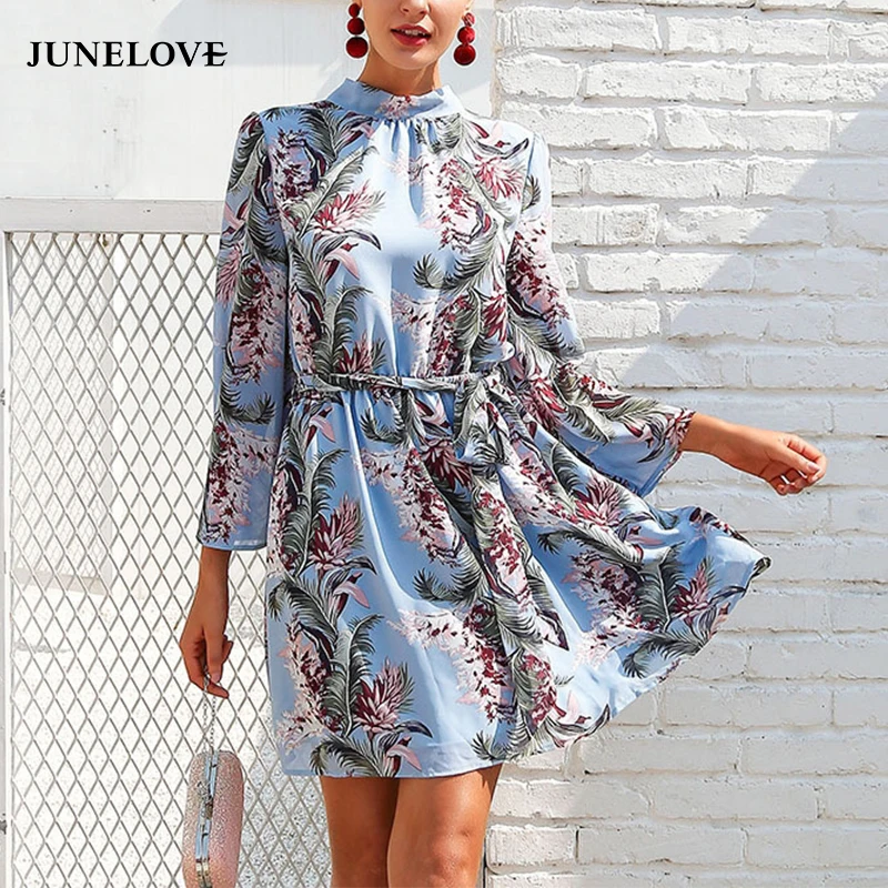 Женское шифоновое платье трапеция JuneLove повседневное короткое пляжное с