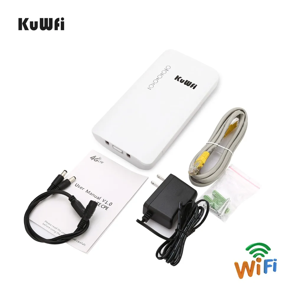 KuWFi разблокированный 150 Мбит/с 4G LTE Wifi CPE маршрутизатор, открытый водонепроницаемый CAT4 беспроводной маршрутизатор Поддержка 32 Wifi пользователей работает с ip-камерой