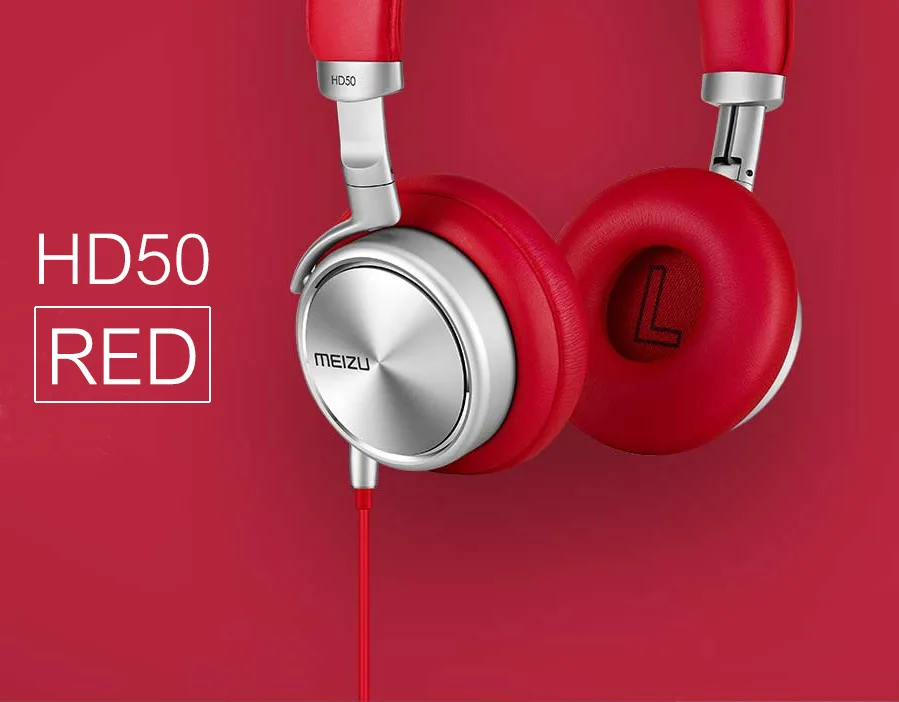 Оригинал Meizu HD50 Hi Fi СТЕРЕО Bass Музыка гарнитура алюминиевого сплава низким уровнем