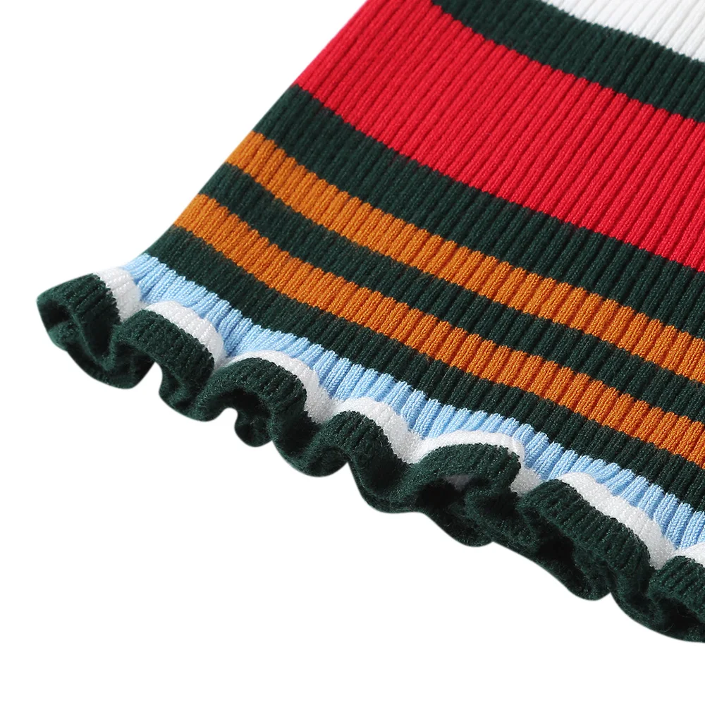 Colorful Stripe Woollen Sweater Fashion 2018 Sweaters Women Clothes Super Elastic Autumn Knitting Winter Tops Rainbow | Женская одежда
