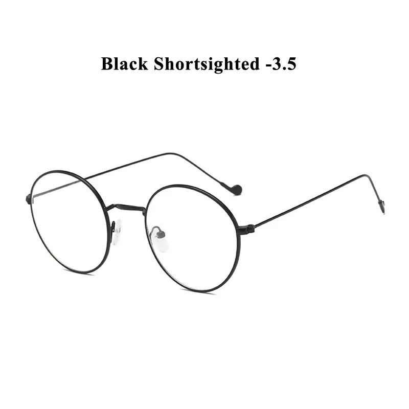 black myopia 3.5 Zilead, металлические круглые очки для близорукости, для женщин и мужчин, сверхлегкие, по рецепту, близорукие очки, очки унисекс - Цвет оправы: black myopia 3.5