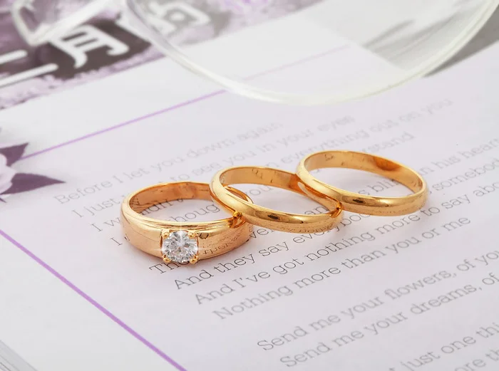 Набор обручальных колец для мужчин и женщин подарочные наборы золотого цвета с