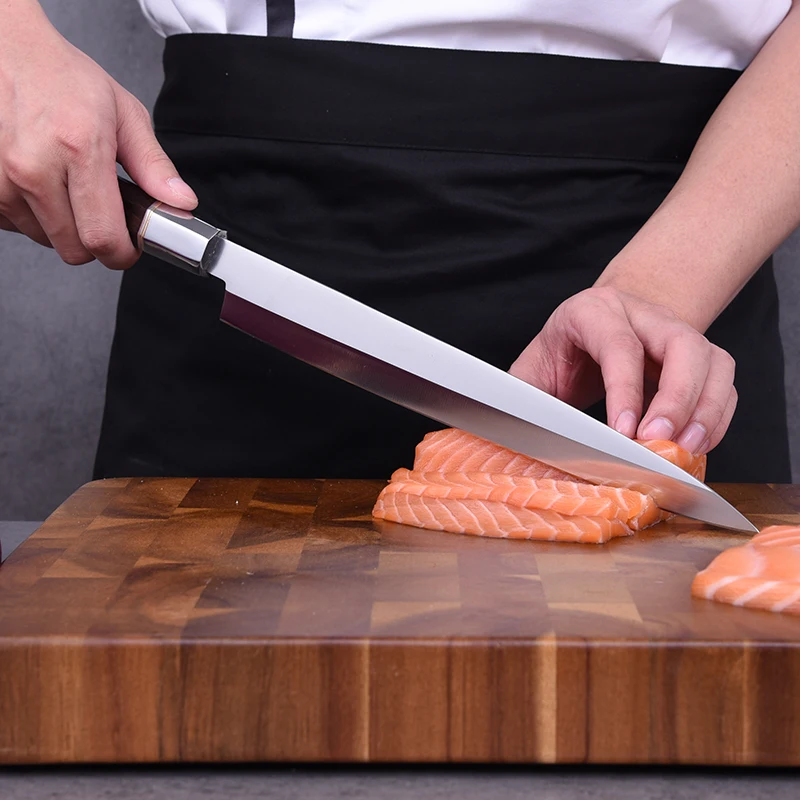 

Japanese Yanagiba Knife Professional Chef Kitchen Knife Stainless Steel Knives Fish Filleting Sashimi Sushi Salmon Knives Cutter