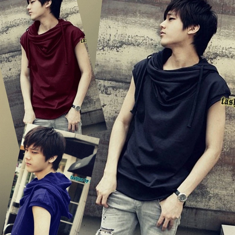 Футболка с коротким рукавом мужская летняя толстовка капюшоном для подростков