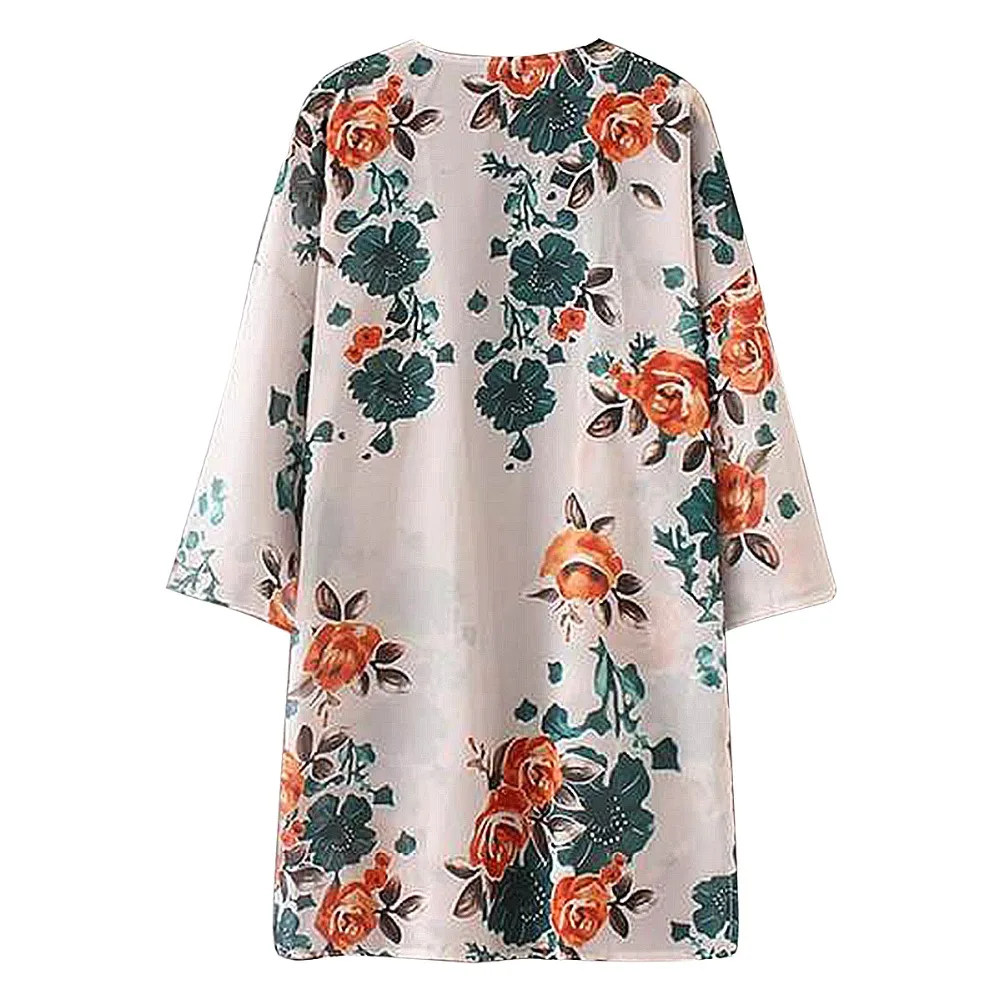 Летние Для женщин Повседневное кимоно кардиган дамы 2018 длинные крючком шифон