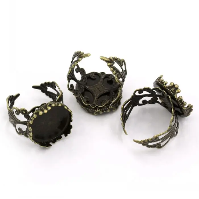 

DoreenBeads Rings Adjustable Antique Bronze Cabochon Setting(Fit 16mm Dia)18.3mm(US 8),10PCs