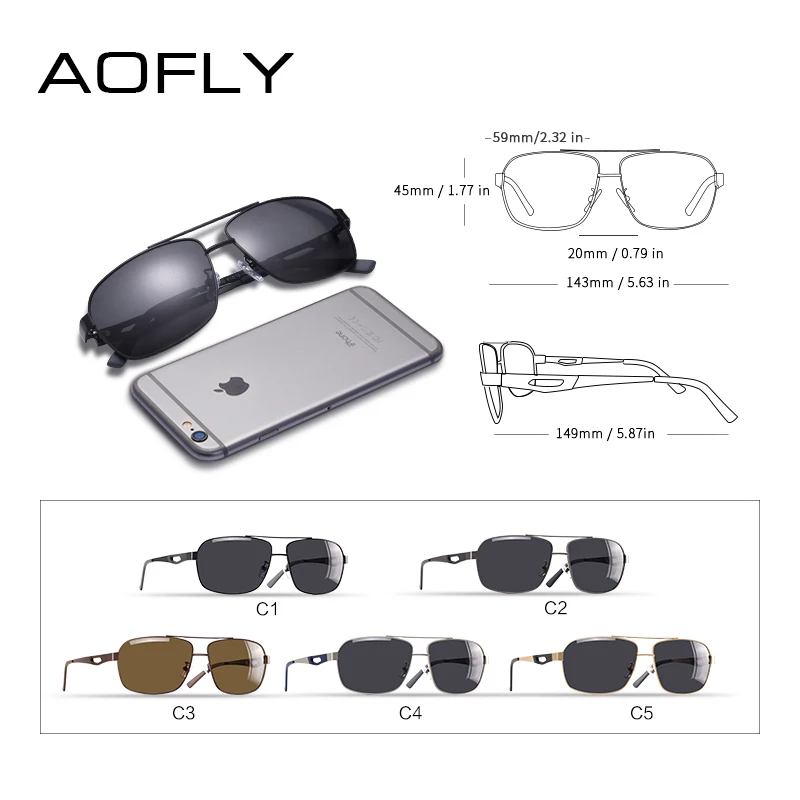AOFLY, фирменный дизайн, мужские поляризованные солнцезащитные очки, металлические Квадратные Солнцезащитные очки, очки для вождения, очки для мужчин, Oculos masculino, мужские AF8185
