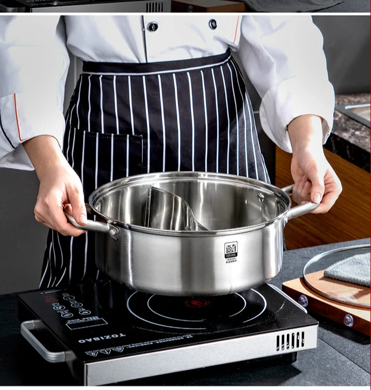 Free shipping Hot pot Fondue Kitchen cooker Special thicken Household Chafing Pot Casserole stainless steel Soup | Дом и сад