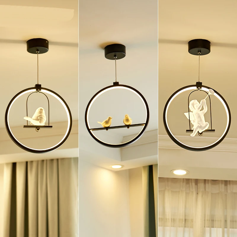 Лампа в скандинавском стиле с ангельскими птицами лампа для столовой из кованого