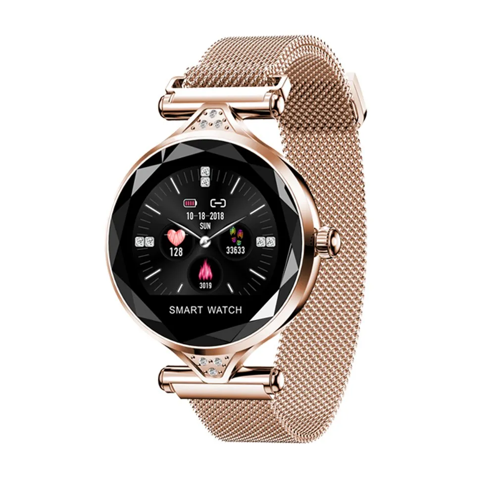 Женские модные Смарт-часы H1 фитнес-трекер для измерения сердечного ритма цветной экран кровяное давление Smartwatch для iphone huawei xiaomi - Цвет: gold