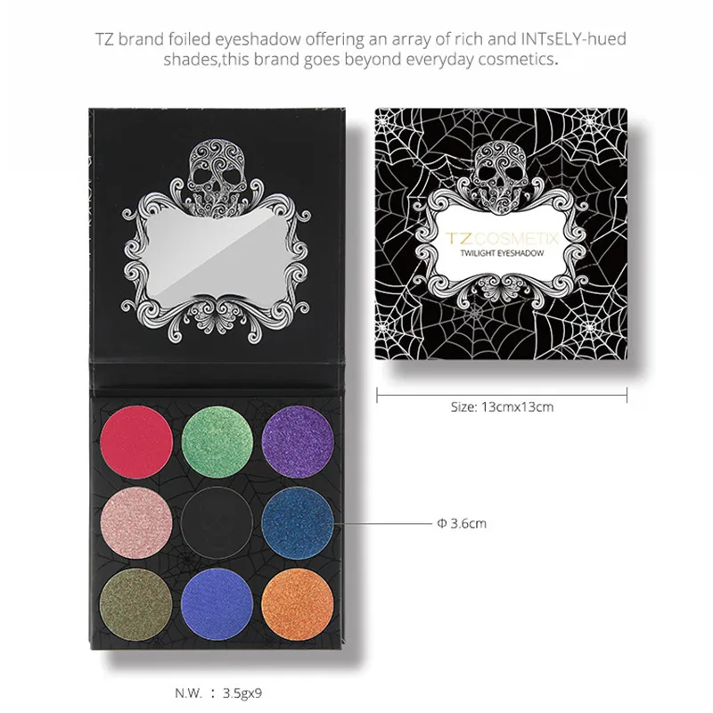 тени для глаз 9 Цвета век Палитры Матовая Алмазный Блеск сорвала Тени в один череп