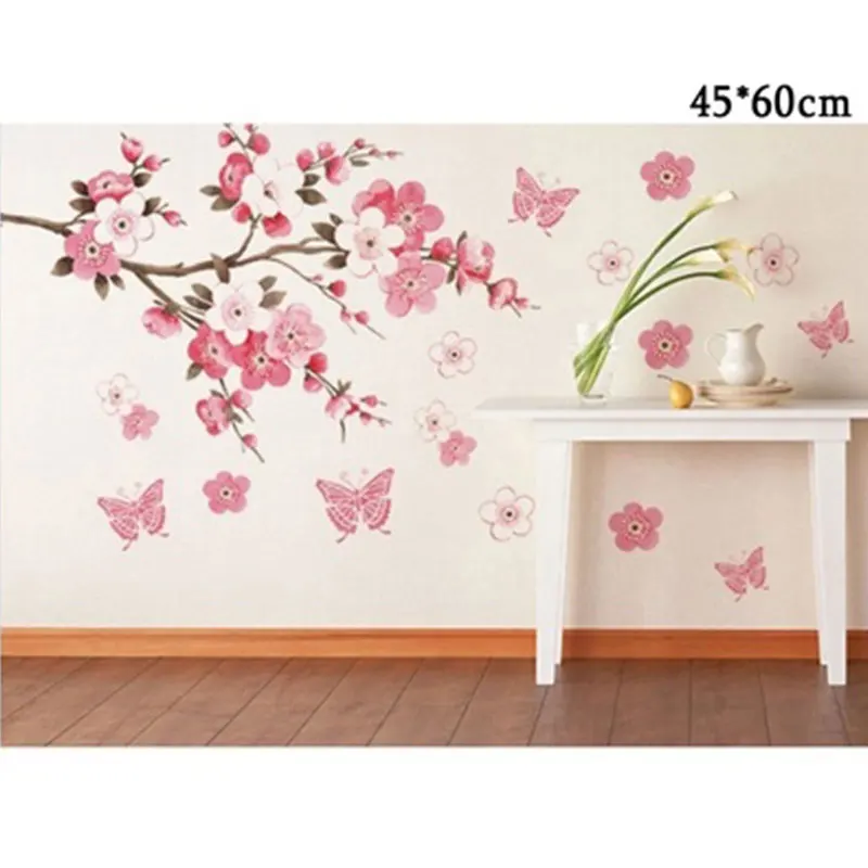 Sakura дизайн, Настенная Наклейка цветок для домашний декор гостиной настенные часы с Стикеры для детской комнаты дети младенцы Спальня 45*60 см