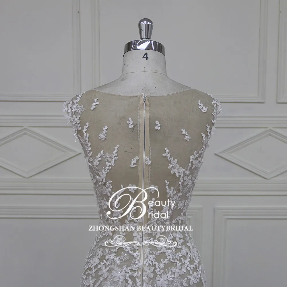 Vestidos de Noiva Mermaid Wedding Dress 2019  Wedding Dresses Royal Train Cap Sleeve Vestido de Noiva Casamento XF17015