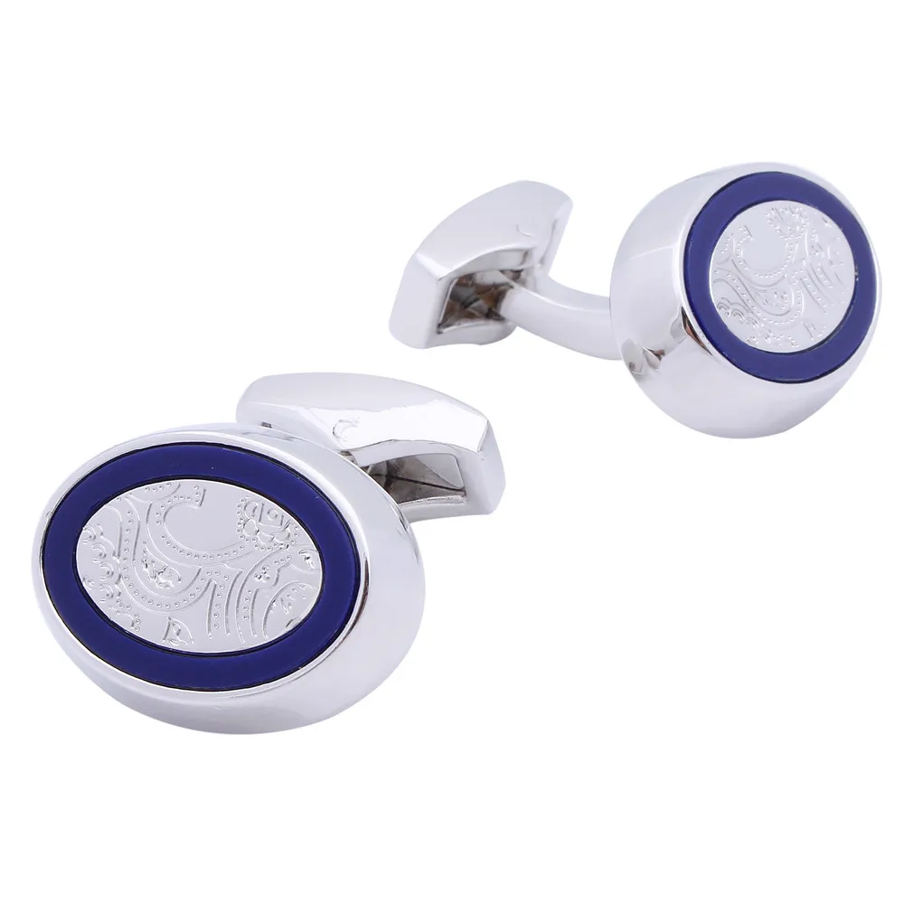 

HAWSON Blue Stone Cufflinks for Business Men Top Quality Classic Oval Cuff links For Men White Shirt