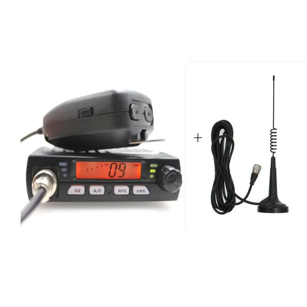 Red with antenna Ultra Mini CB-40M 25.615-30.105MH 8W Citizen band CB Radio Mobile Transceiver Compact AM/FM Car radio same with AC-001 AR-925 - Цвет: Red with antenna