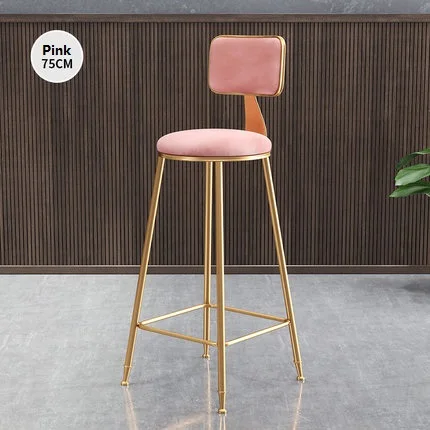 Seatheight75cm pink Скандинавские легкие Роскошные барные стулья ровные цилиндры табурет передний Кофе Ресторан Досуг высокий стул - Цвет: Seatheight75cm pink