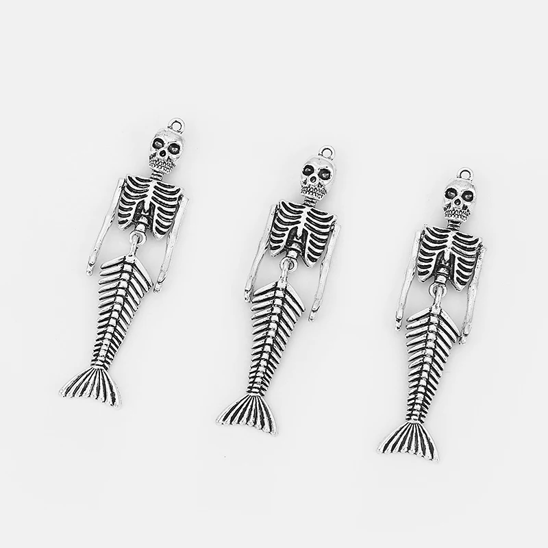 4 шт. Большие Подвески в виде рыбьего скелета русалки для ожерелий и ювелирных